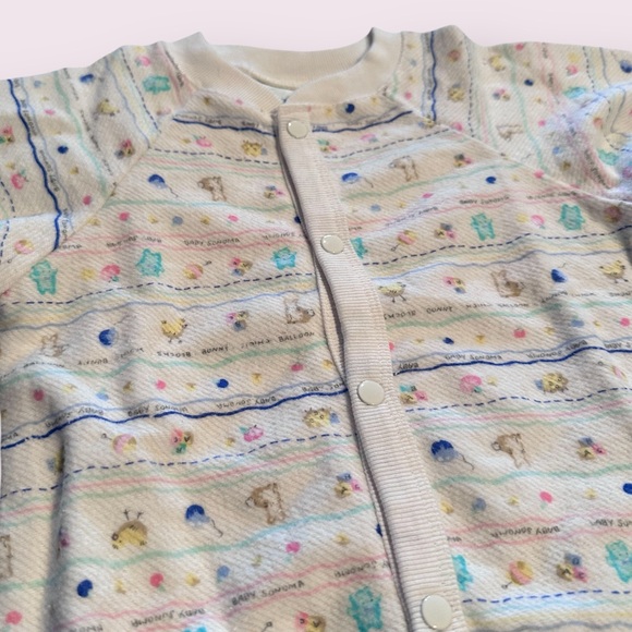 NWT Vintage Sonoma Cozy Cream Baby Footies Pastel Animal Print Size 3-6 Months - Picture 4 of 10